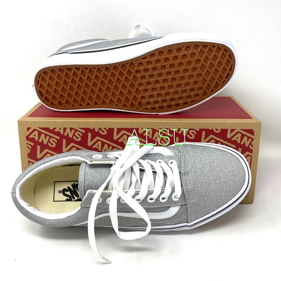🌸Sale🌸 VANS Old Skool Canvas Silver Grey Women’s Sneakers Size 5 VN0A4U3BX1K - Picture 2 of 5